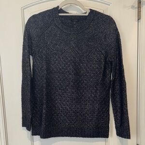 Stylish Navy Blue and Silver Knit Sweater